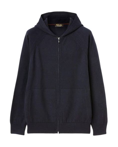 Loro Piana Zip Up Hooded Cardigan In Blue For Men Lyst