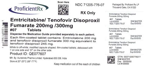 Dailymed Emtricitabine And Tenofovir Disoproxil Fumarate Tablet Film Coated