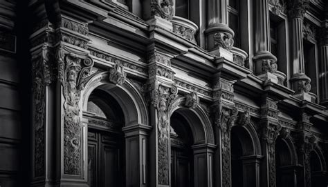 Entrada Ornamentada Del Arco De La Catedral En Blanco Y Negro Generada