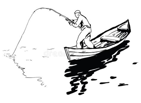 Pescador No Barco Ilustração Do Vetor Ilustração De Esqui 32766590