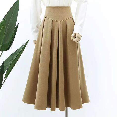 Pikadingnis High Quality Woolen Long Skirt Women Autumn Winter High