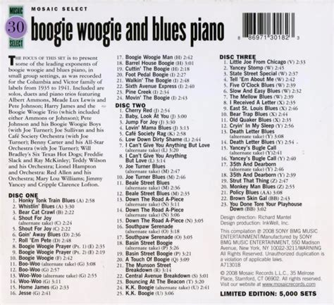 Various Artists Boogie Woogie And Blues Piano 1935 1941 {3cd Set Mosaic Select Ms 030 Rel