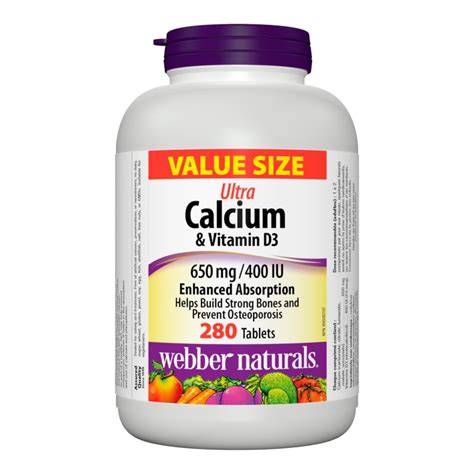 Webber Naturals Value Size Ultra Calcium And Vitamin D3 Tablets 280s