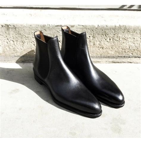 New Handmade Chelsea Black Pure Leather Ankle Boots For Mens Footeria