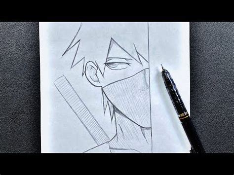 Anime sketch | how to draw Kakashi half face easy step-by-step ...