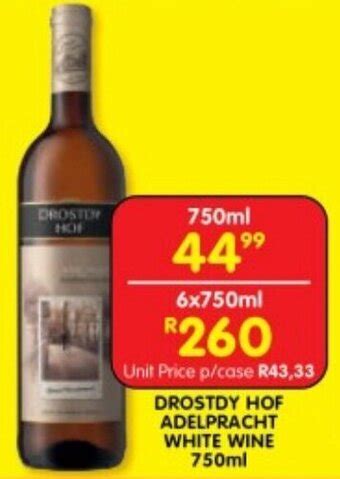 DROSTDY HOF ADELPRACHT WHITE WINE 750ml Offer At Shoprite