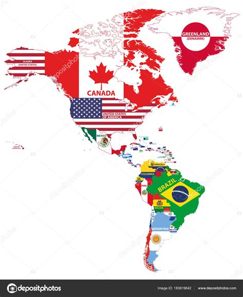 Dibujos Las Banderas De Las Americas Mapa America Del Norte Del Sur ...