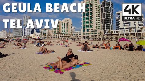 Geula Beach Tel Aviv Israel 4K UHD Relaxing Virtual Walk YouTube