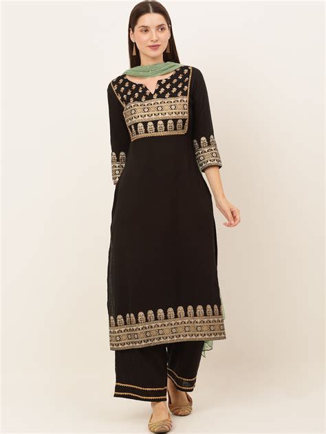 Buy Kalini Women Black Ethnic Motifs Yoke Design Kurta With Palazzos