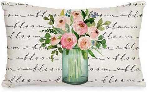 Spring Lumbar Pillow Cover 12x20 Flower Vase Decorations Farmhouse