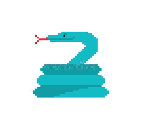 Snake Coiled Pixel Art. Serpent Icon Sign 8 Bit Stock Vector ...