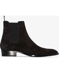 Saint Laurent Wyatt Suede Chelsea Boots In Black For Men Lyst Uk