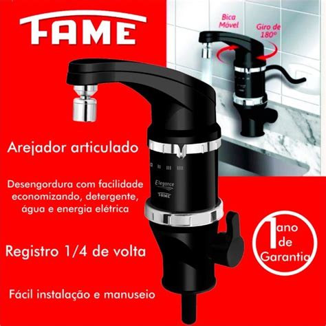 Torneira elétrica 4 temperaturas elegance preta 110 ou 220 V 5400 W