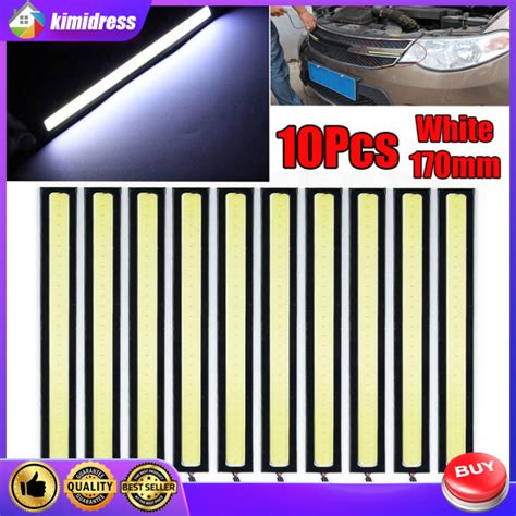 10pcs Waterproof COB LED DRL Driving Daytime Running Lights Strip 12V