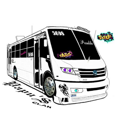 Purple Lettering Bus Drawing