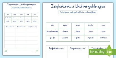 Iziqhakankcu Sorting Activity Hecho Por Educadores