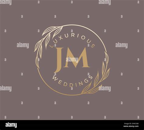 Jm Initials Letter Wedding Monogram Logos Template Hand Drawn Modern Minimalistic And Floral