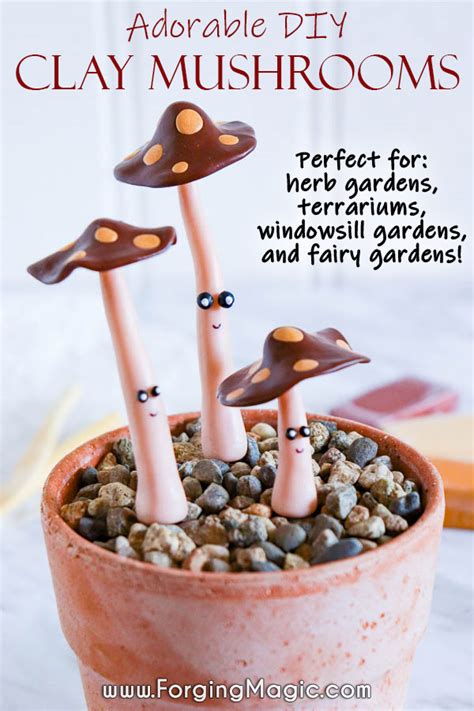 Diy Polymer Clay Mushrooms For Fairy Gardens And Potted Plants