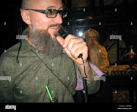 Russian provoking artist Oleg Kulik pictured with his work 'Tolstoy and ...