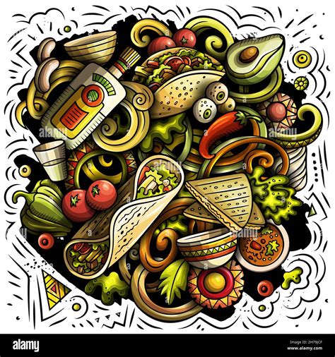 Comida mexicana ilustración de fideos vectoriales dibujados a mano