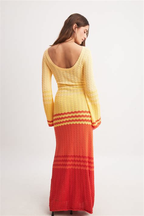 Deep Back Knitted Maxi Dress Multicolor Na Kd