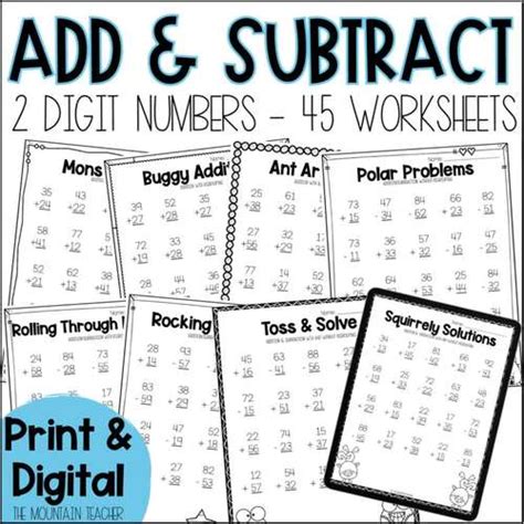 Two Digit Addition And Subtraction Worksheets With And Without