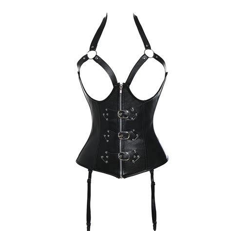 Corset Noir Sexy En Latex Pour Femmebustier Gothique Steampunkserre Tailleoverbust6xl