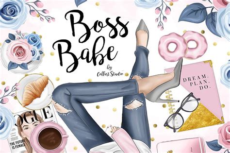 Girl Boss Clipart Illustration Planner Girl Stickers