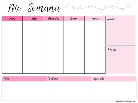 Planner Semanal Imprimible Gratis Planificador Semanal Para Imprimir