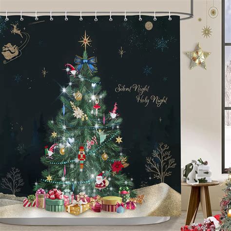 Amazon.com: Bonhause Christmas Tree Shower Curtain Xmas Tree Present