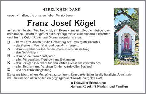 Traueranzeigen von Franz Josef Kögel Allgäuer Zeitung