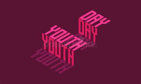 Isometric Typography Of International Youth Day For Poster Flyer