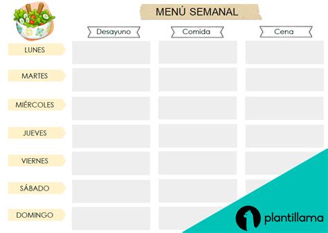 Plantilla De Men Semanal En Base A Comidas Gratis