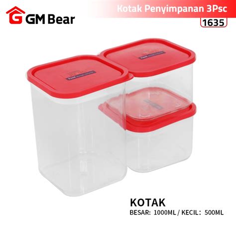 Jual GM Bear Toples Kedap Udara Kontainer Makanan Set 3psc P0151 Food