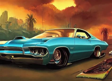 Lowrider Muscle Car Fantasy Of The Future Art By Stable Diffusion