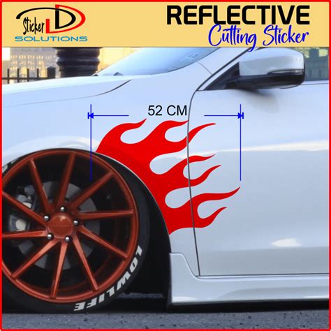 Jual Reflective Cutting Sticker Lidah Api Mobil Merah Ukuran 52 Dan 25 Cm Shopee Indonesia