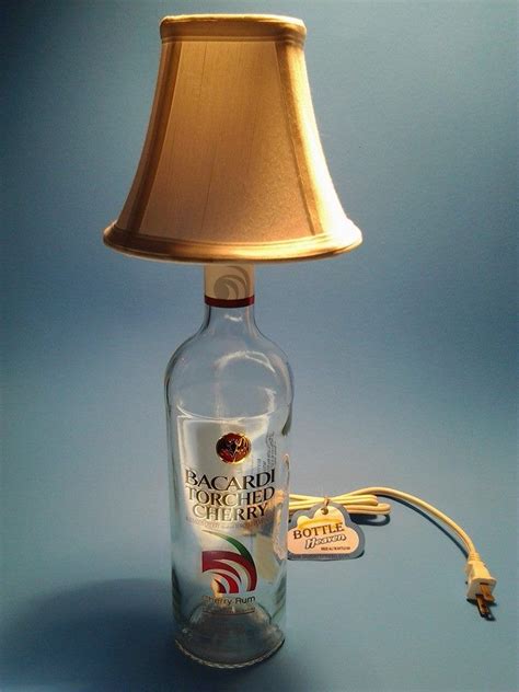 Bacardi Torched Cherry Liquor Bottle Table Lamp W White Shade