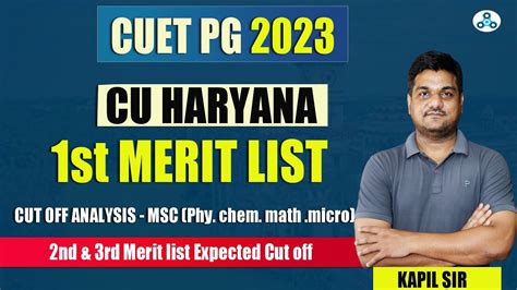 CU Haryana 1st PG Merit List Cut Off Analysis CUET PG 2023 2nd