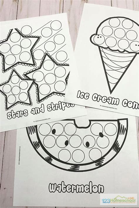 FREE Summertime Dot Art Printables Activity