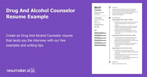 Drug And Alcohol Counselor Resume Example Free Guide