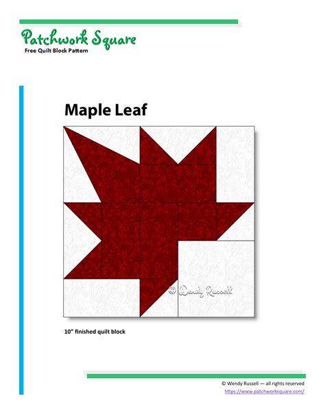 Maple Leaf Quilt Block Pattern Wendy Russell Download Printable Pdf Templateroller