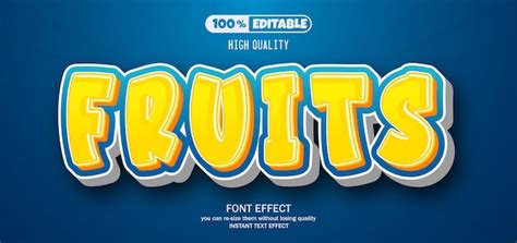 Efecto De Texto De Frutas Efecto De Textos Editables Vector Premium