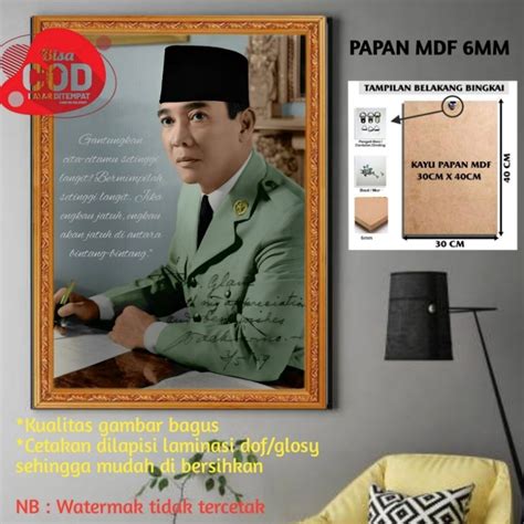 Jual Poster Ir Soekarno Hiasan Dinding Atau Walldekor Bahan Papan Kayu