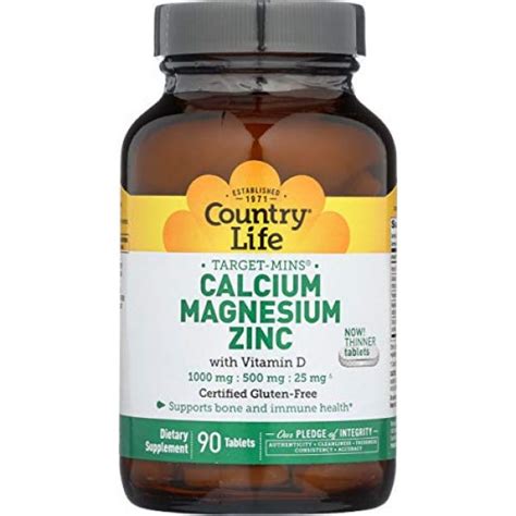 Country Life Target Mins Calcium Magnesium Zinc Wvitamin D 1000mg500mg25mg 90 Tablets