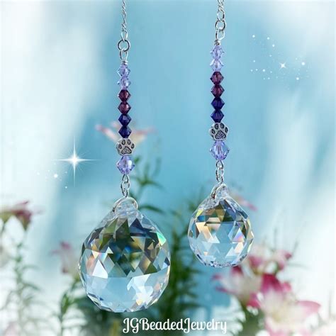 Purple Paw Crystal Suncatcher JGBeads