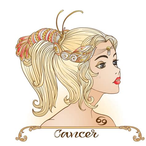 Cancer Zodiac Sign. a Young Beautiful Girl in the Form of One of the ...