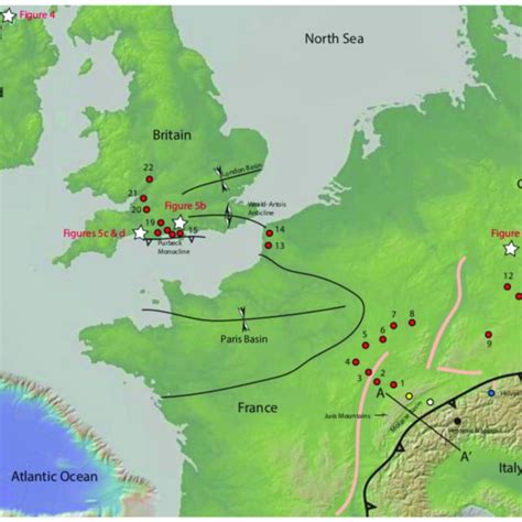 Topographic Map Of Western Europe With Regional Geologic Features