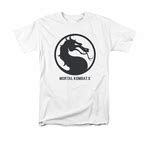 Mortal Kombat Shirt Slim Fit Black Dragon Logo White T Shirt Mortal