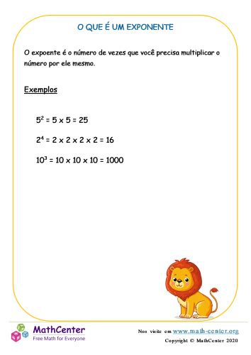 O Que É Um Expoente - O Que É Um Exponente | Páginas de Aprendizagem | Math Center