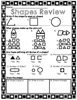 Shapes Unit Review This Worksheet Is The Perfect Shapes Unit Review It